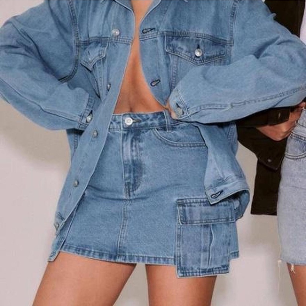 BRAND NEW WITH TAGS Maberley Denim Mini Skirt Mid Wash